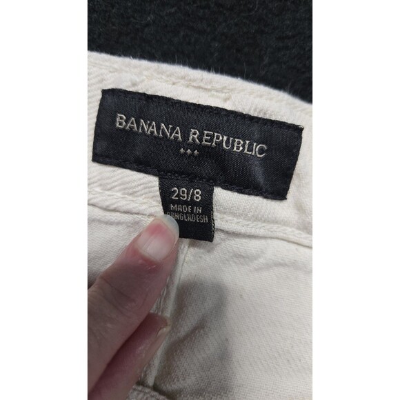 Banana Republic White High-Rise Wide-Leg Crop Jeans Size 8 29x17 - Picture 12 of 14